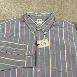 Brooks Brothers Shirt Mens 2XL Blue Pastel Stripe Friday Oxford Button Down